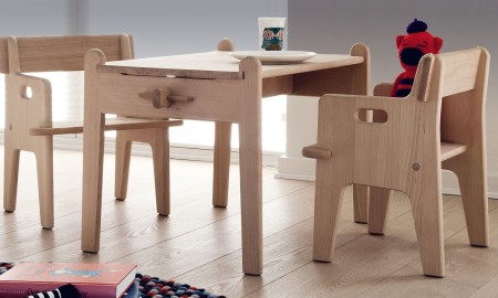 Peter's Chair is a design classic and an ideal gift for small children. Sturdy and safe, it's made from four pieces of wood that can be assembled and disassembled again and again - no tools are necessary. Peter's Table is safe, robust and with no sharp edges the table is designed to accompany Peter's Chair. 