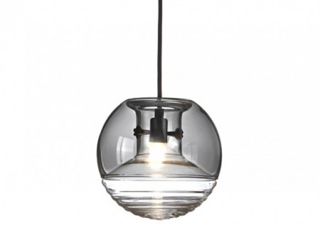 This 18cm pendant light can be hung in multiples or as a single pendant. The smoked-glass hood covers the lamp fitting reducing glare.