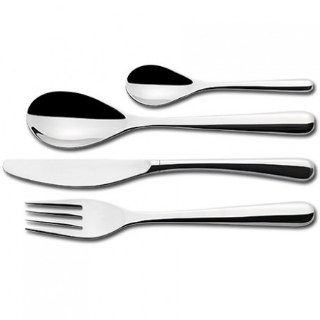 Fitting naturally into the diner's grip, the appealing curves of this contemporary cutlery service make it as attractive to hold as it is to behold.