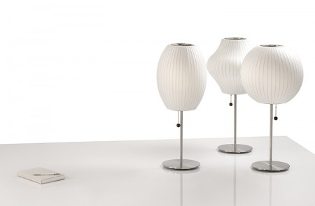 The Bubble Lamps for desk or table use are available in three different shapes and either a aluminum or walnut base.