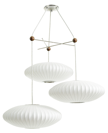 Choose a combination of three Bubble Lamps to create your own chandelier. Great in stairwells and larger spaces.