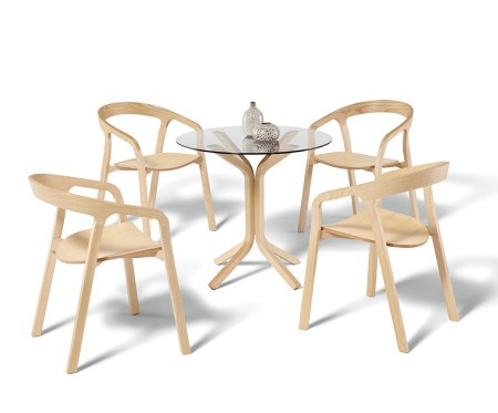 With a name inspired by a café conversation between a man and woman, the She Said Chair is a softer version of its counterpart, the He Said Chair. The stackable She Said Chair has graceful, solid wood carpentry that sits beautifully in a dining room, guest room, or home office. It’s available in black anilin beech, white lacquered beech and natural ash.