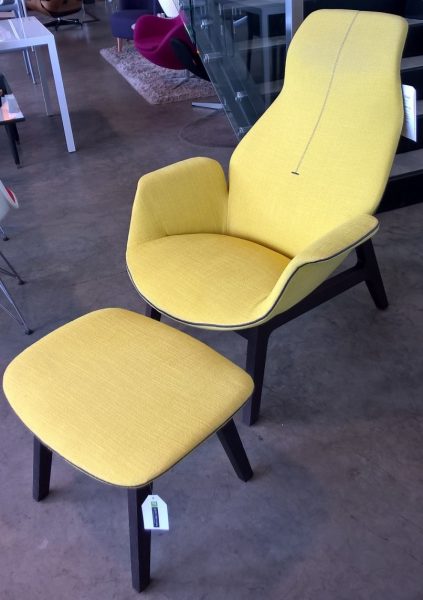 The Poliform Ventura Chair with Ottoman in lemon yellow adds some serious pop to your space. Reg. $5490, on sale for $4395