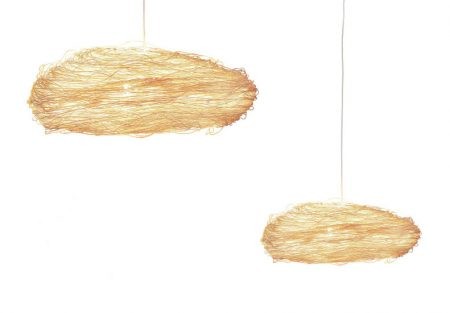 The Ango Hanging World Pendant Light is rattan shaped into a free-form, natural globe.