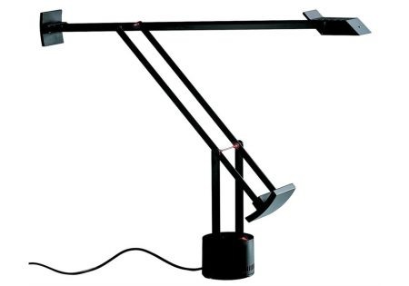 The Artemide Tizio Desk lamp was designed by Richard Sapper in 1990 and it became an instant classic. It features adjustable counterbalanced arms and an adjustable head. Available in several size options and LED options. Also available with a floor lamp option.