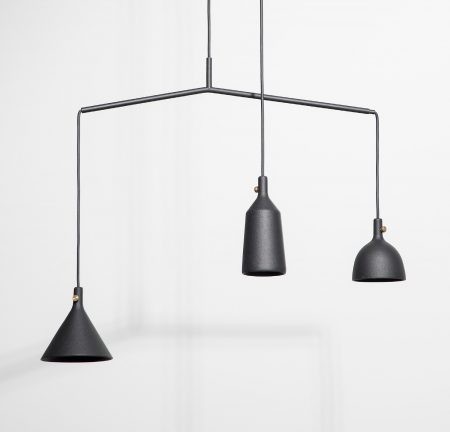 The Menu Cast Pendant Lamp takes inspiration from the traditional plumb weight – a weight hanging from a line used by masons and carpenters since Ancient Egypt to establish a true vertical. Hang one lamp on its own or cluster several into an installation. The lamp is available in three variations, and is designed for both commercial and residential use.