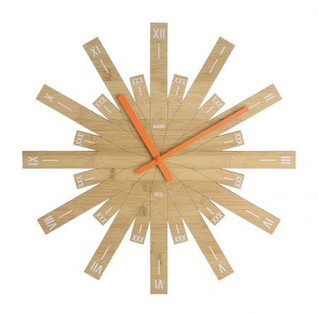 The Alessi Raggiante Wall Clock designed by Michele de Lucchi introduces his wall clock, inspired by the sun that illuminates and paces the day. The designer favours natural materials which transform, improve even, over time: for this object, he chose bamboo, giving rise to an industrial product that retains the characteristic features of an item that is a cross between art and handicraft.