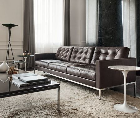 With a spare, geometric profile—an expression of the rational design approach Florence Knoll learned from her mentor, Mies van der Rohe—the Relaxed Lounge Sofa is utterly modern and totally timeless. Compared to the standard Florence Knoll Lounge Collection, the Relaxed Edition offers a softer version, with deeper proportions for a more relaxed sit.