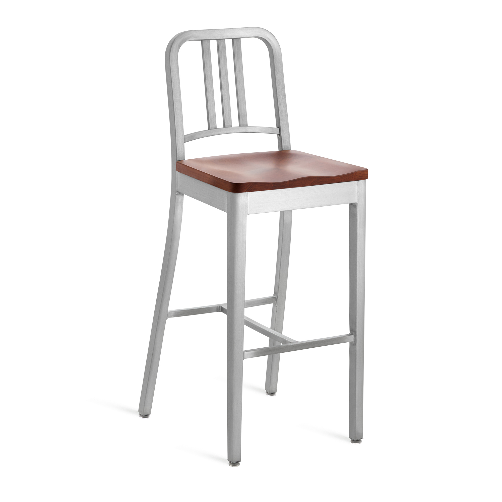 Emeco Navy™ Barstool With Natural Wood Seat