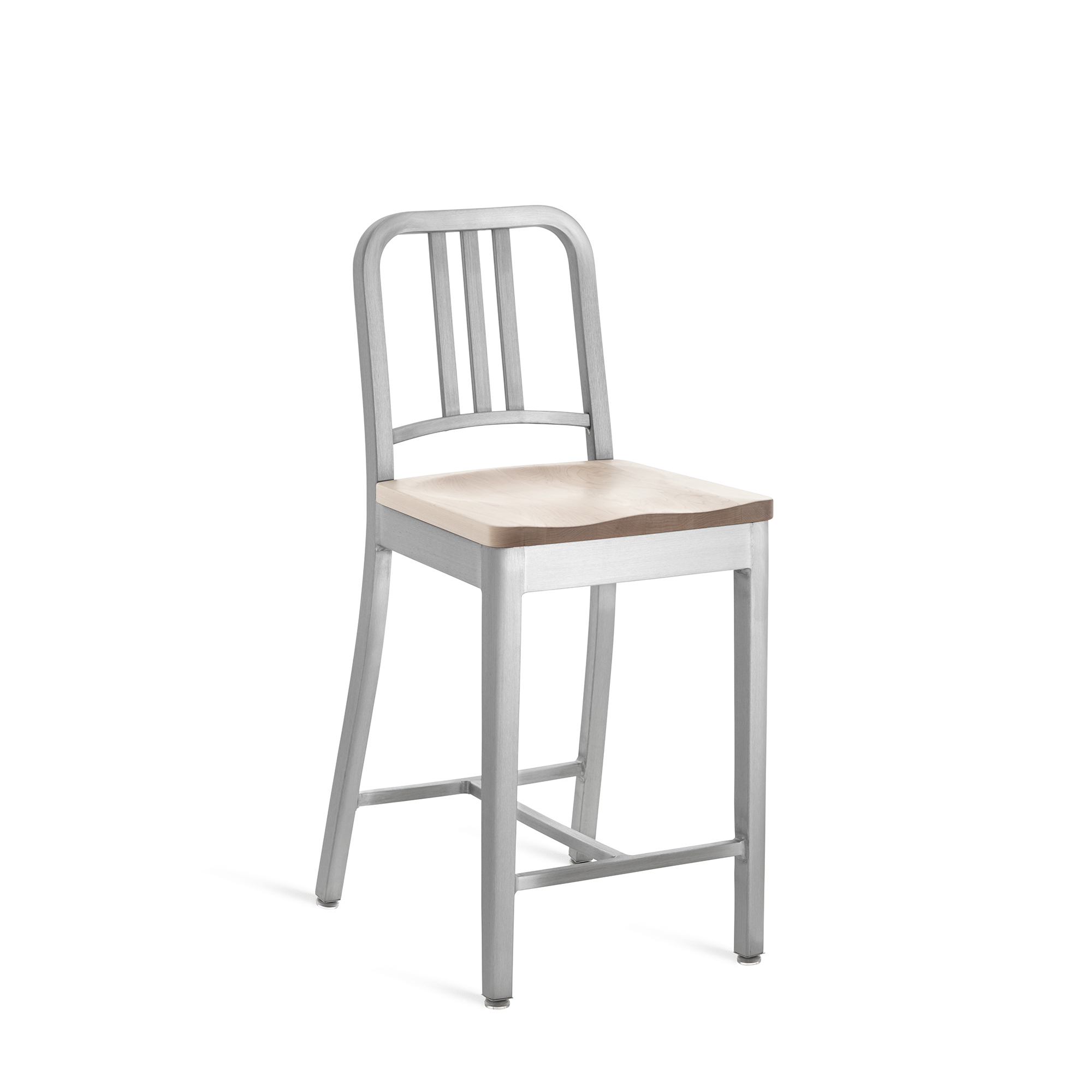 Emeco Navy™ Counter Stool With Natural Wood Seat