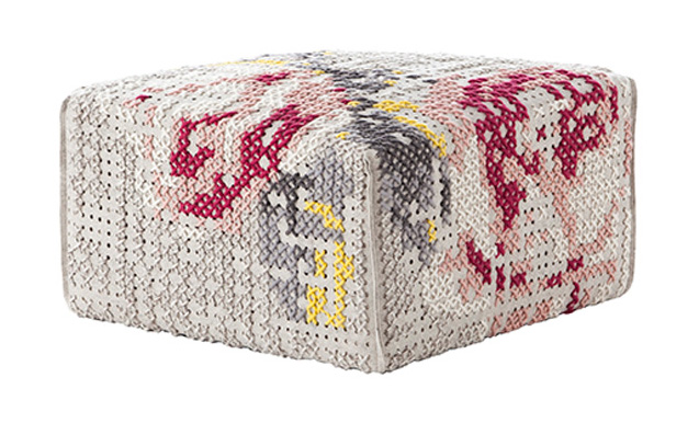 GAN Canevas Square Flowers Pouf
