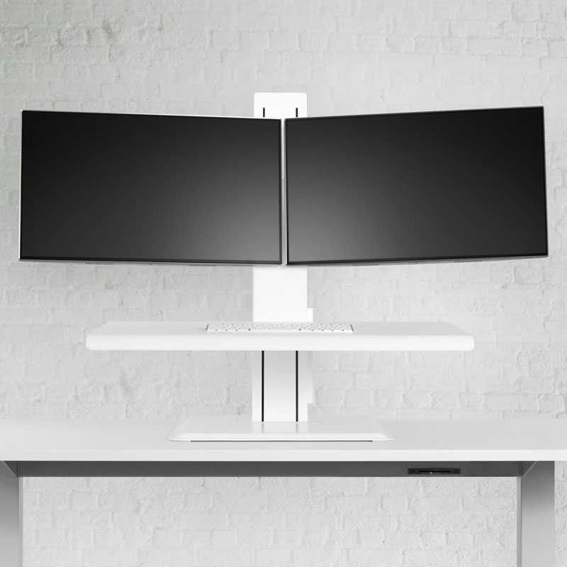 CLEARANCE Humanscale QuickStand Eco Height Adjustable Workstation, Model:  Dual Monitor, Colour: White