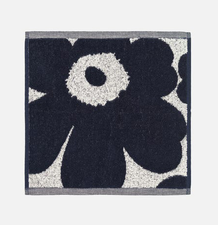 Marimekko Unikko Mini Towel - 30 x 30 cm - Cotton, Dark Blue